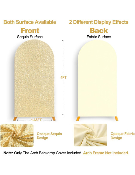 Cubierta de Arco de Boda Leepiya 4x1.6m Lentejuelas Doble Cara