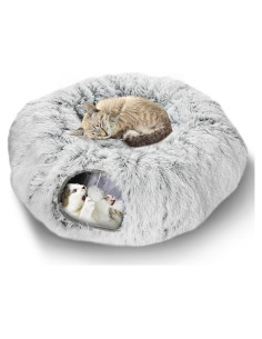 Cama túnel de felpa para gatos Lonepetu 80 cm gris