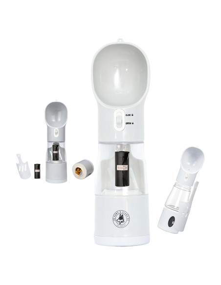 Botella de Agua y Comida para Perros LA Paws and Claws 4 en 1