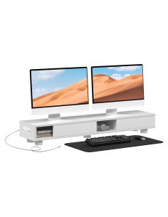 Soporte Doble Monitor Artswish Blanco 107.7 cm con Cajón