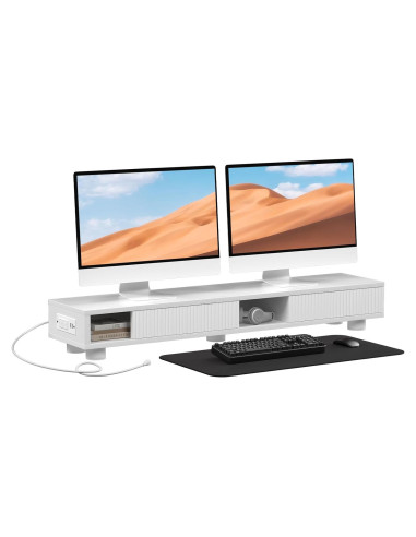 Soporte Doble Monitor Artswish Blanco 107.7 cm con Cajón