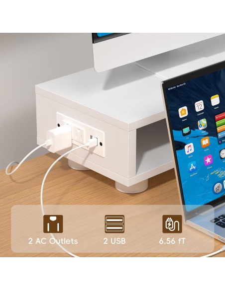 Soporte Doble Monitor Artswish Blanco 107.7 cm con Cajón