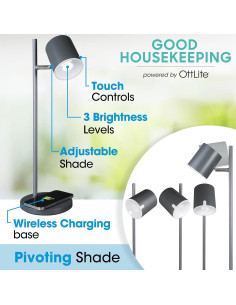 Lámpara de Escritorio LED OttLite con Carga Inalámbrica - Ajustable y Regulable - Diseño Moderno para Oficina y Estudio 2