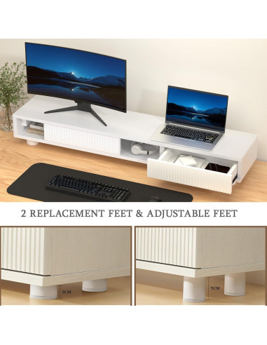 Soporte Doble Monitor Artswish Blanco 107.7 cm con Cajón