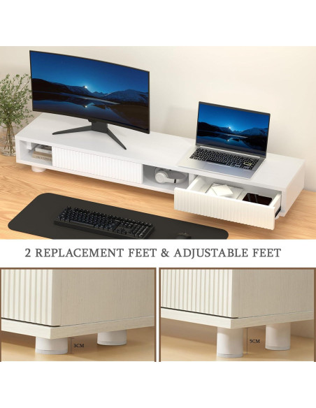 Soporte Doble Monitor Artswish Blanco 107.7 cm con Cajón