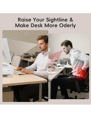 Soporte Doble Monitor Artswish Blanco 107.7 cm con Cajón