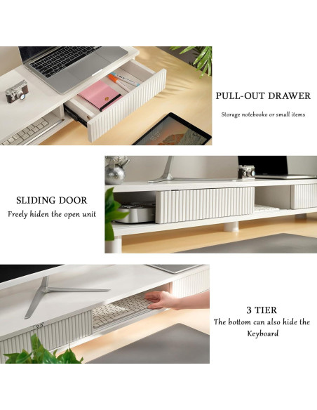 Soporte Doble Monitor Artswish Blanco 107.7 cm con Cajón