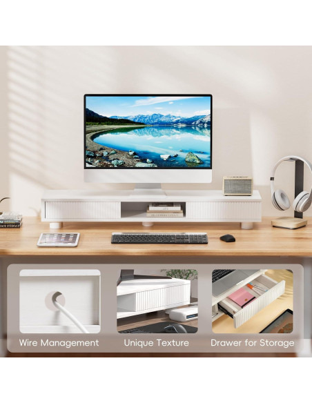 Soporte Doble Monitor Artswish Blanco 107.7 cm con Cajón