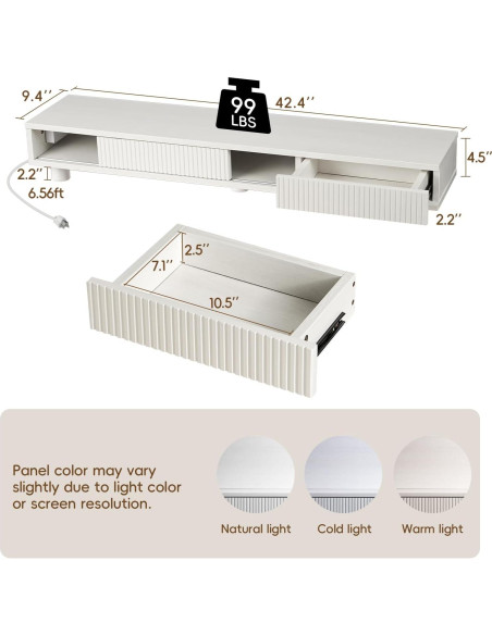 Soporte Doble Monitor Artswish Blanco 107.7 cm con Cajón
