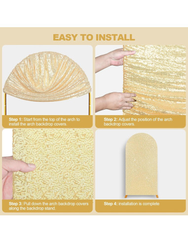 Cubierta de Arco de Boda Leepiya 4x1.6m Lentejuelas Doble Cara