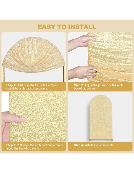 Cubierta de Arco de Boda Leepiya 4x1.6m Lentejuelas Doble Cara