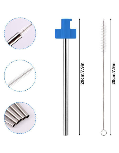 4 Pajitas Reutilizables Acero Inoxidable Lyreh 20cm Azul 4 Pajitas Reutilizables Acero Inoxidable Lyreh 20cm Azul