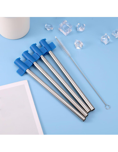 4 Pajitas Reutilizables Acero Inoxidable Lyreh 20cm Azul