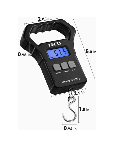 Balanza Digital Portátil HEETA 50kg con Pantalla LCD Retroiluminada