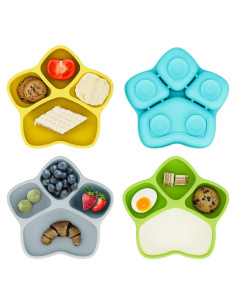 Paquete de 4 Platos de Succión HEYTUYA para Bebé - Silicona 100% Alimentaria