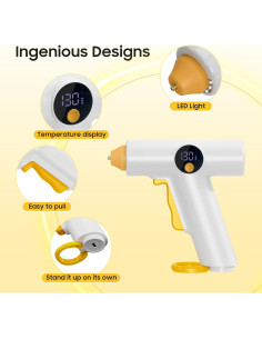 Pistola de Pegamento Caliente Inalámbrica MOWLIE 2500mAh LED 2