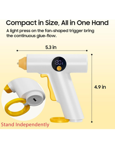 Pistola de Pegamento Caliente Inalámbrica MOWLIE 2500mAh LED