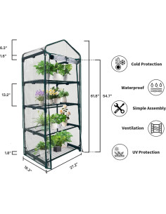 Invernadero Mini 4 Niveles GreenGiggle PVC 68.6x48.3x157.5cm 2
