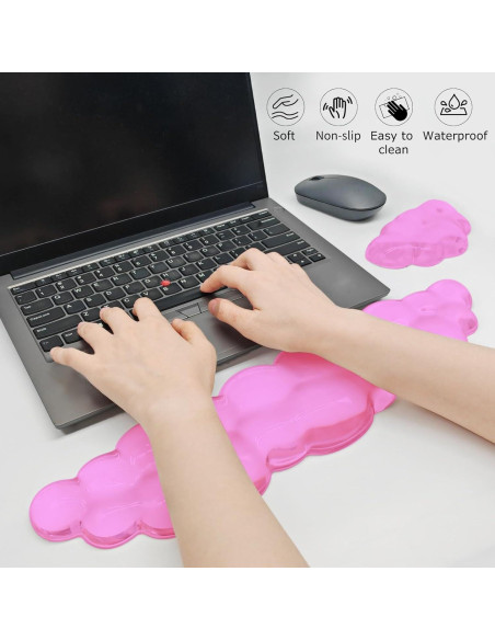 Reposamuñecas de Gel Ergonómico XIAONAN Rosa para Teclado y Ratón