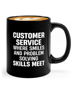 Taza de Café 11oz Negra Flairy Land - Humor Atención Cliente