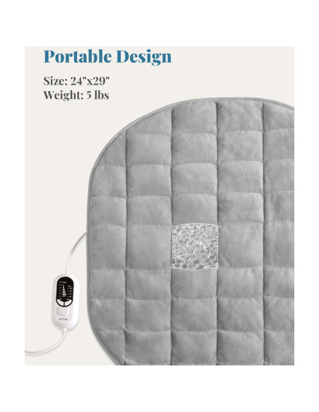 Almohadilla Térmica con Peso Kivik 61x74cm, 6 Niveles Calor Almohadilla Térmica con Peso Kivik 61x74cm, 6 Niveles Calor