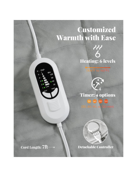 Almohadilla Térmica con Peso Kivik 61x74cm, 6 Niveles Calor Almohadilla Térmica con Peso Kivik 61x74cm, 6 Niveles Calor