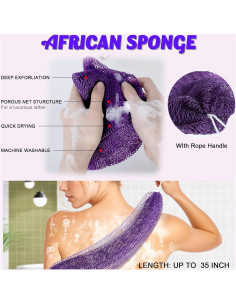 Esponja de Red Africana Lnngub 90cm Exfoliante Cuerpo Púrpura 2
