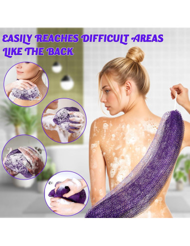 Esponja de Red Africana Lnngub 90cm Exfoliante Cuerpo Púrpura