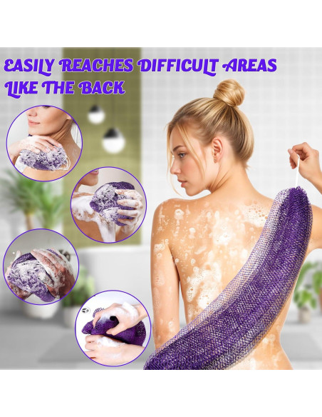 Esponja de Red Africana Lnngub 90cm Exfoliante Cuerpo Púrpura
