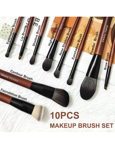 Set de 10 Brochas de Maquillaje Profesional Velony Vacay