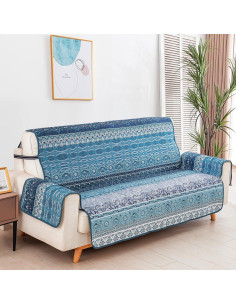 Funda de Sofá Boho WONGS BEDDING Azul Rayas 3 Plazas 168 cm 2