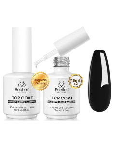 Beetles Top Coat Gel Brillante 15ml - 2 Piezas Sin Limpieza