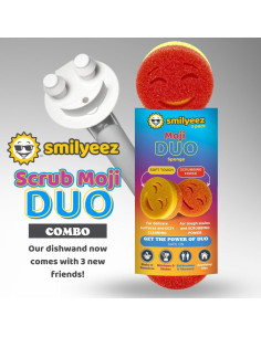 Mango Dispensador de Jabón Smilyeez con 3 Esponjas Scrub Moji 2