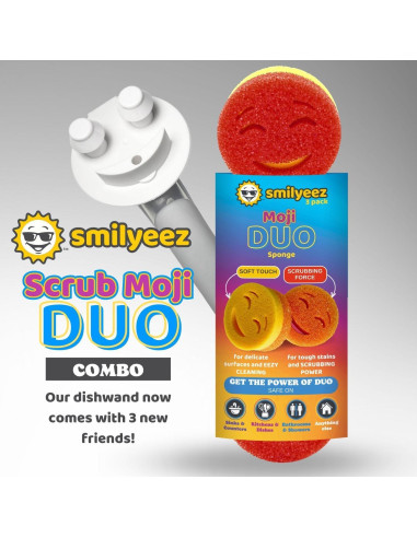 Mango Dispensador de Jabón Smilyeez con 3 Esponjas Scrub Moji