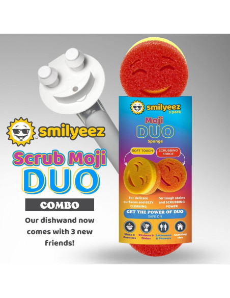 Mango Dispensador de Jabón Smilyeez con 3 Esponjas Scrub Moji