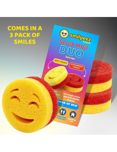 Mango Dispensador de Jabón Smilyeez con 3 Esponjas Scrub Moji