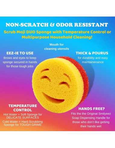 Mango Dispensador de Jabón Smilyeez con 3 Esponjas Scrub Moji