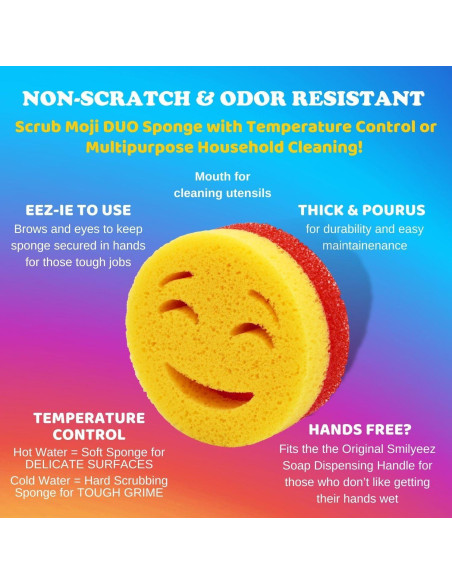 Mango Dispensador de Jabón Smilyeez con 3 Esponjas Scrub Moji