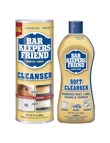 Paquete de Limpiadores Bar Keepers Friend Suave y Polvo 368g + 595g