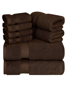 Juego de Toallas Premium Utopia - 8 Piezas Algodón 700 GSM Marrón