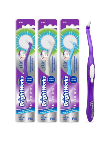 Cepillo Manual Tuft BrightWorks para Áreas Difíciles - Paquete de 3