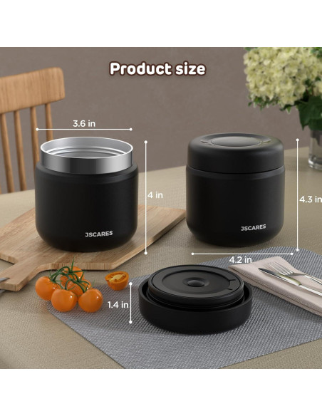 Termo de Comida Aislado JSCARES 1040cc para Niños - Negro Termo de Comida Aislado JSCARES 1040cc para Niños - Negro