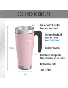 Taza Aislada THERMOS Serie ICON Acero Inoxidable 0.47 L Rosa 2
