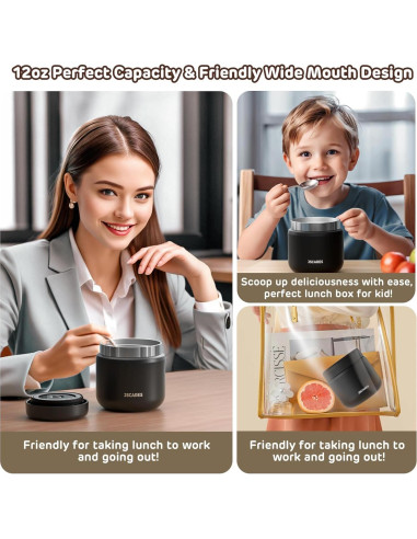 Termo de Comida Aislado JSCARES 1040cc para Niños - Negro