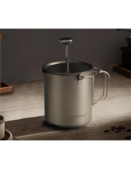 Cafetera Prensa Francesa Titanio 750ml COMTAI para Camping Cafetera Prensa Francesa Titanio 750ml COMTAI para Camping