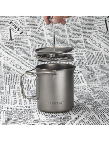 Cafetera Prensa Francesa Titanio 750ml COMTAI para Camping