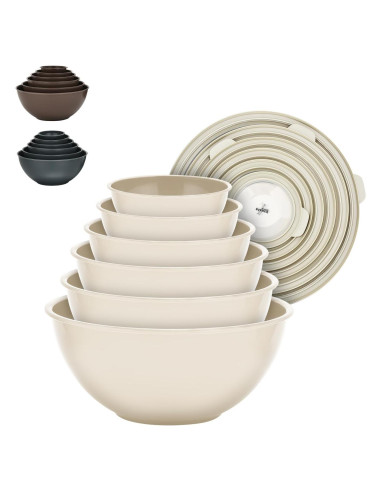 Juego de 12 Tazones Apilables Bakken Master con Tapas - Sin BPA