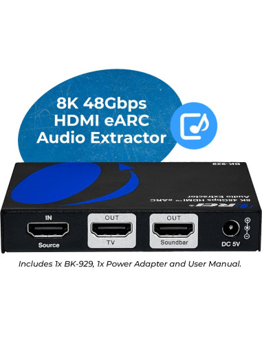 Extractor de Audio eARC OREI BK-929 4K 120Hz HDMI 2.0