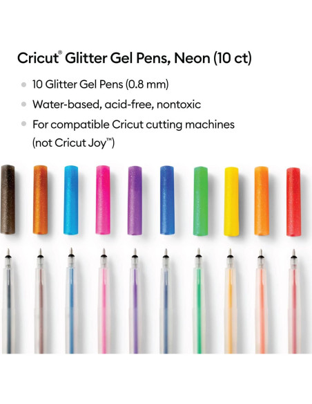 Bolígrafos de Gel Brillante Cricut - Arcoíris 10 Colores 0.8 mm