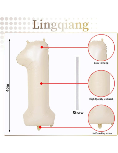 Globo Beige Número 1 40 Pulgadas Mylar para Fiestas